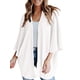 thumbnail image 2 of Sonducket Suéter abierto frontal para mujer, cárdigan de punto suelto de poliéster, manga 3/4, ropa informal de primavera y otoño, blanco, L Prendas para la parte del cuerpo Blanco S, 2 of 6