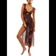 thumbnail image 2 of Vestidos Largos de Verano Y2K con Encaje, Retazos, , Estampado Floral, Escote Corazón, Espalda Descubierta y Abertura para Mujer Marrón Oscuro L, 2 of 7