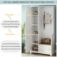 thumbnail image 6 of EUROCO 70.35" Entryway Hall Tree with Storage Bench and Coat Rack, 3 Hooks, Adjustable Shelves for Hallway Living Room Bedroom Home,White, 6 of 7