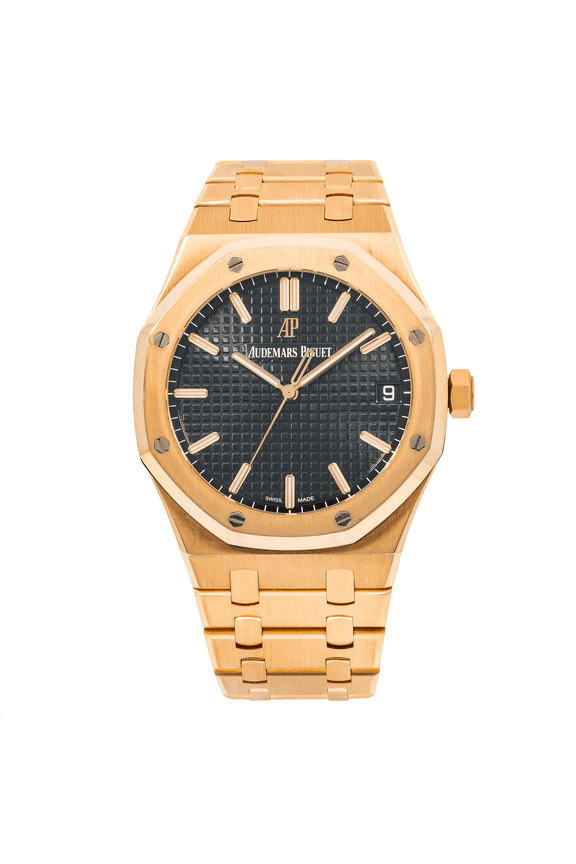 Pre-Owned AUDEMARS PIGUET ROYAL OAK SELFWINDING 15400OR BLACK DIAL 41MM WITH ROSE GOLD BRACELET