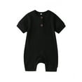 thumbnail image 4 of Qiylii Newborn Baby Solid Color Romper, Short Sleeve Knit Rib O Neck Button, 4 of 6