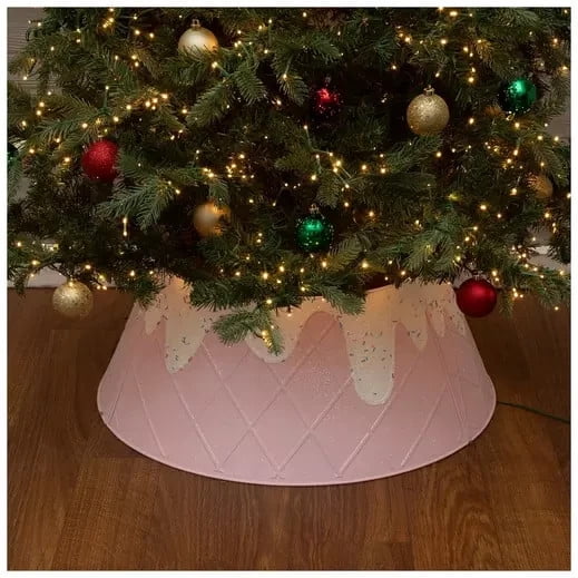 22 inch Pink Sweet Treats Gingerbread Glitter Ice Cream Cone Metal Tree Collar Brand New