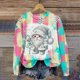 thumbnail image 1 of Christmas Day Color Blocked Women's Hoodie Cute Cartoon Autumn/Winter Long Sleeved Round Neck Clothing Fashion Sportswear 2024, 1 of 5