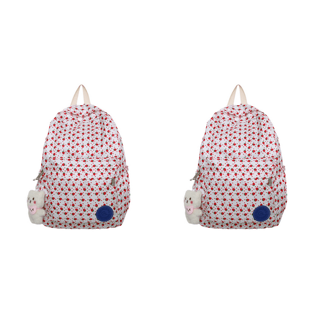 Mochila para Mujer Bolso Escolar Floral Con Viajes Universidad () Rojo