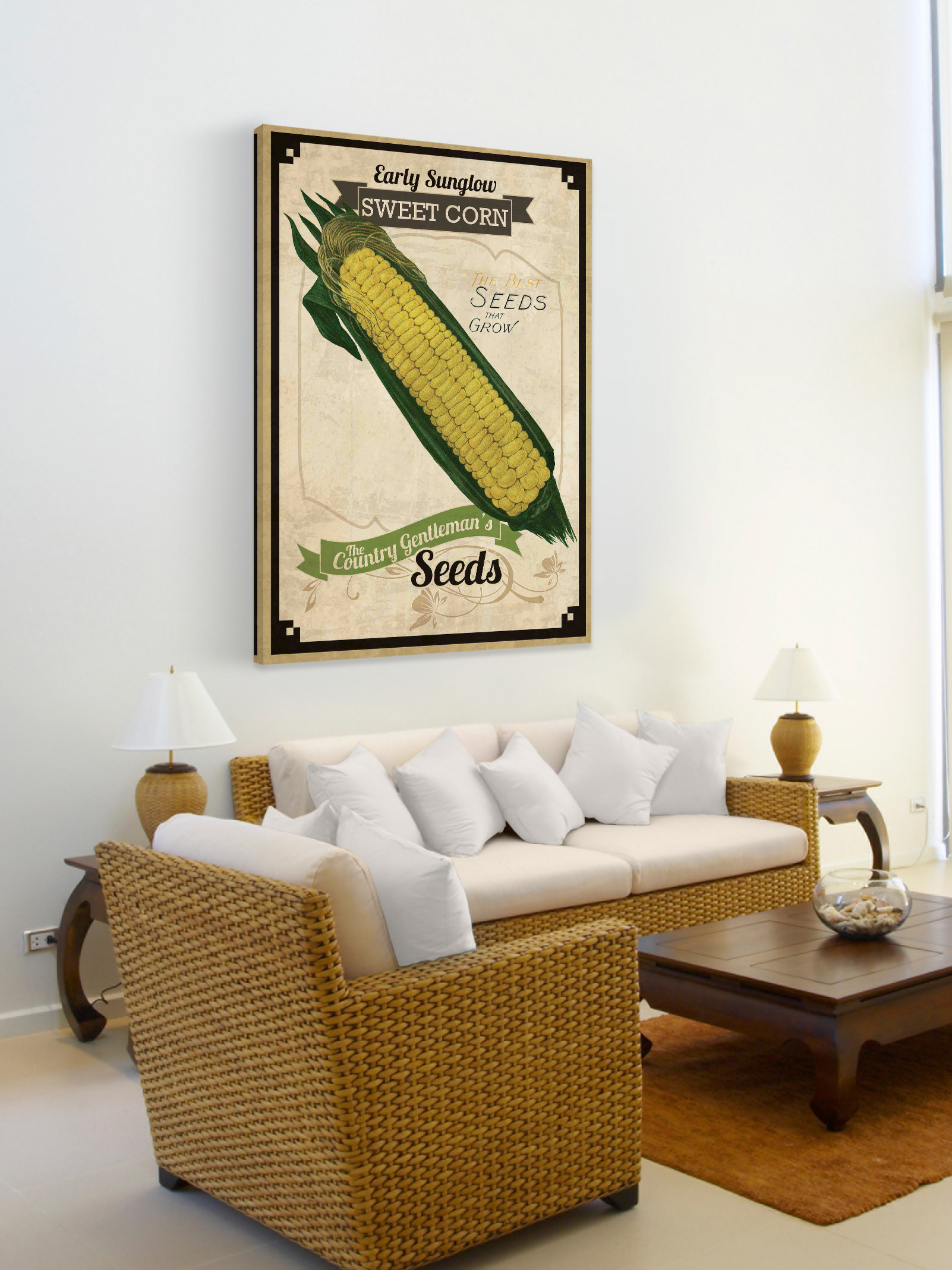 "Seed Packet Corn" Painting Print on Wrapped Canvas