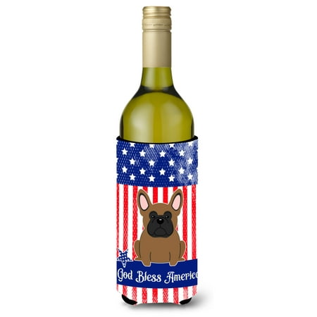 

Carolines Treasures BB3008LITERK Patriotic USA French Bulldog Brown Wine Bottle Beverge Insulator Hugger Wine Bottle