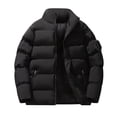 thumbnail image 3 of Mens Down Jacket Winter Warm Puffer Coat Quilted Insulated Water Resistant Windproof Full Zip Thickened Casual Outerwear, 3 of 3