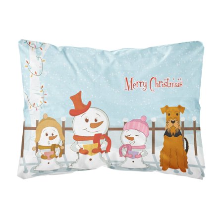Carolines Treasures BB2372PW1216 Merry Christmas Carolers Airedale Canvas Fabric Decorative Pillow, 12H x16W, multicolor