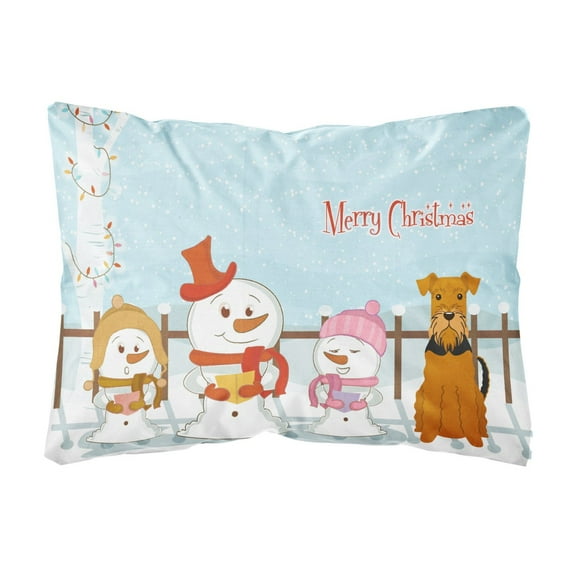 Carolines Treasures BB2372PW1216 Merry Christmas Carolers Airedale Canvas Fabric Decorative Pillow, 12H x16W, multicolor