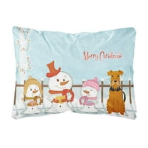 Carolines Treasures BB2372PW1216 Merry Christmas Carolers Airedale Canvas Fabric Decorative Pillow, 12H x16W, multicolor