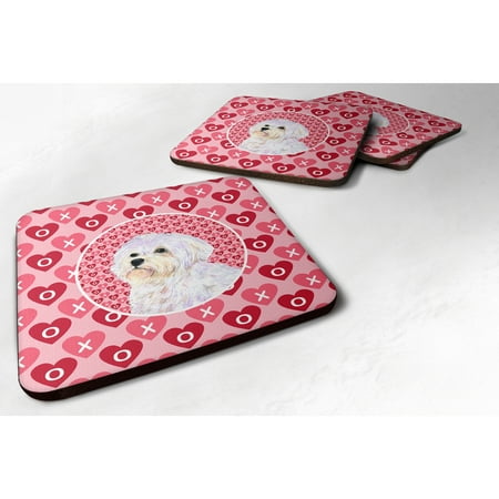 

Carolines Treasures SS4481FC Maltese Hearts Love and Valentines Day Portrait Foam Coaster Set of 4 3 1/2 x 3 1/2
