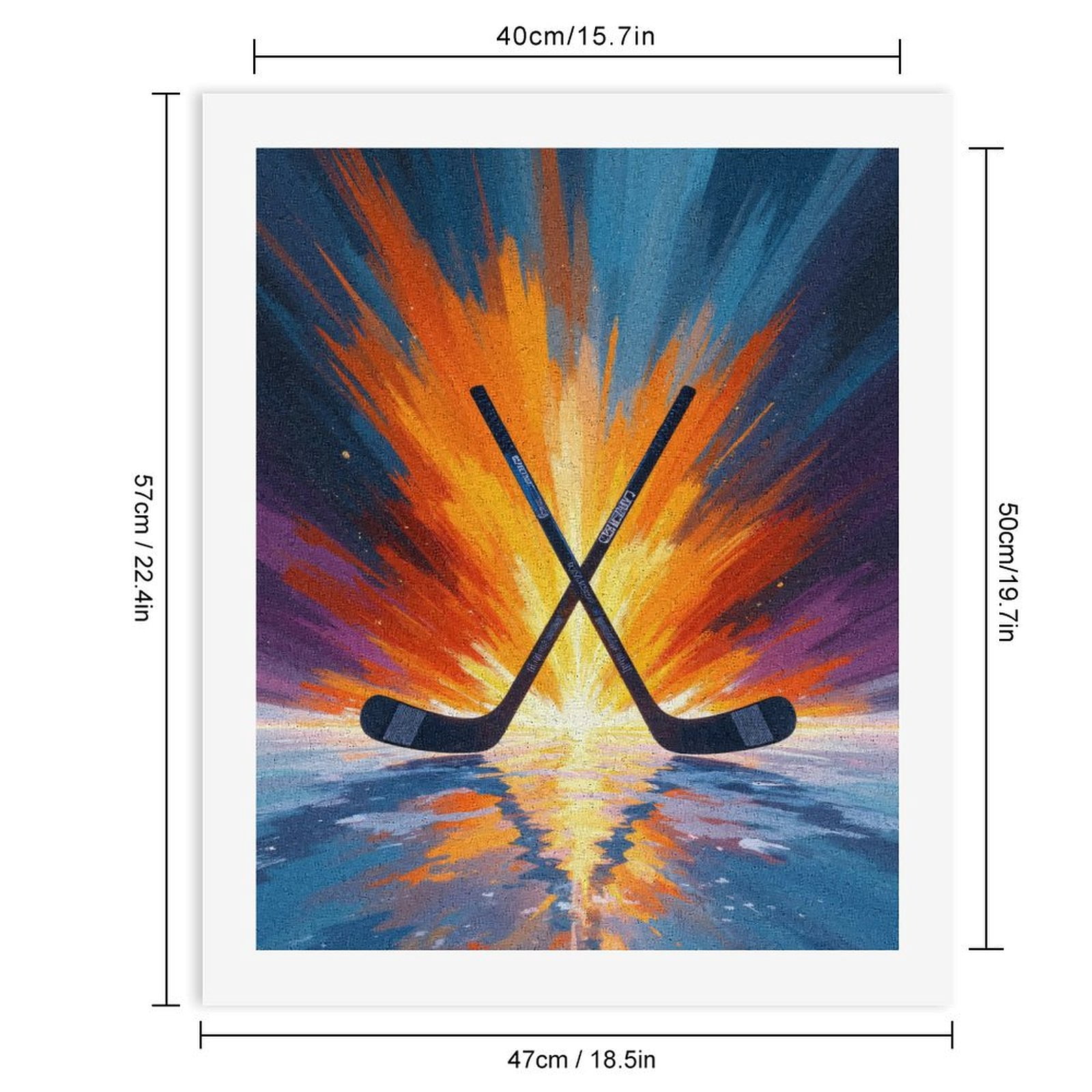 Paint by Numbers Kit for Adults, Hockey Sticks Fiery Sky Reflection Paint by Numbers, Easy Paint by Numbers Kit for Adults Beginner, DIY Adult Paint by Number Kits on Canvas, Home Decor