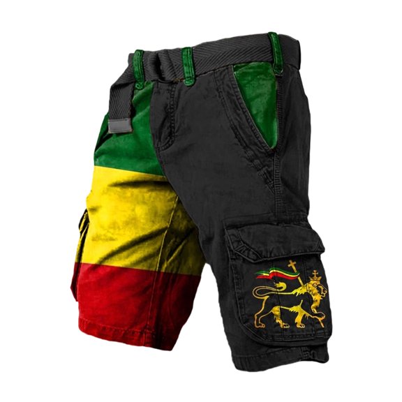 CONZONE Italian Day Men'S Cargo Shorts Patriotic Summer Shorts For Men Casual Patchwork Color Lightweight Shorts With Pockets