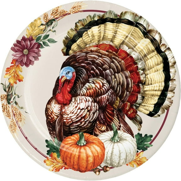 Vintage Turkey 9-inch Paper Plates 8 Per Pack