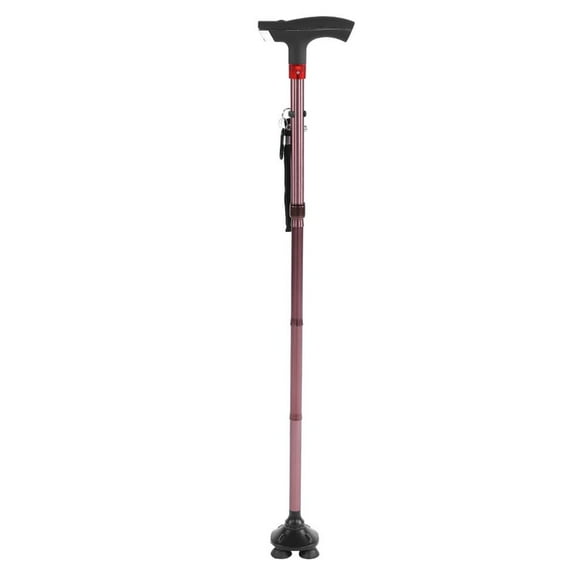 Bastón Plegable De Aleación De Aluminio Para Ancianos, Muleta De Bastón Ciego Con Alarma De Luz Led Yuarrent AF000436-00