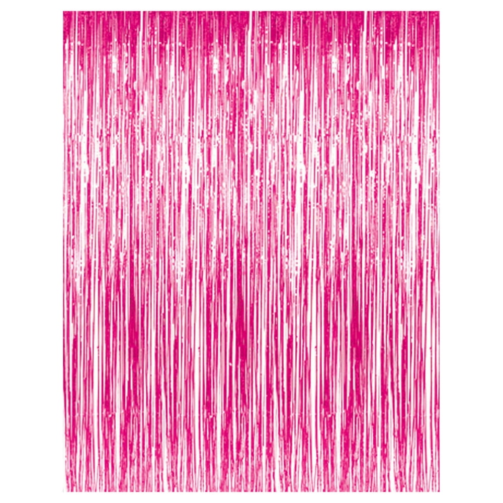3' x 8' Pink Tinsel Foil Fringe Door Window Curtain Party Decoration