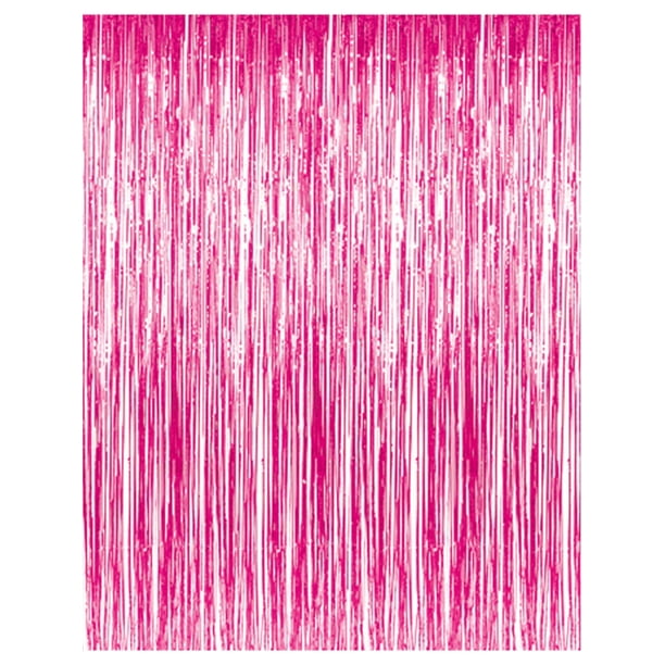 3' x 8' Pink Tinsel Foil Fringe Door Window Curtain Party Decoration