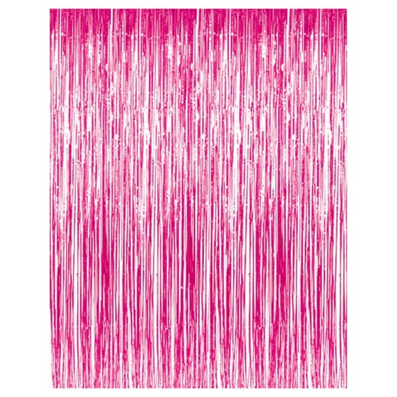 3' x 8' Pink Tinsel Foil Fringe Door Window Curtain Party Decoration