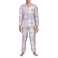 thumbnail image 3 of Vsdgher Floral Purple Buffalo Plaid Mens Pajama Set, Soft Warm Long Sleeve Sleepwear, Cozy Button-Down Pjs for Men-XX-Large, 3 of 7