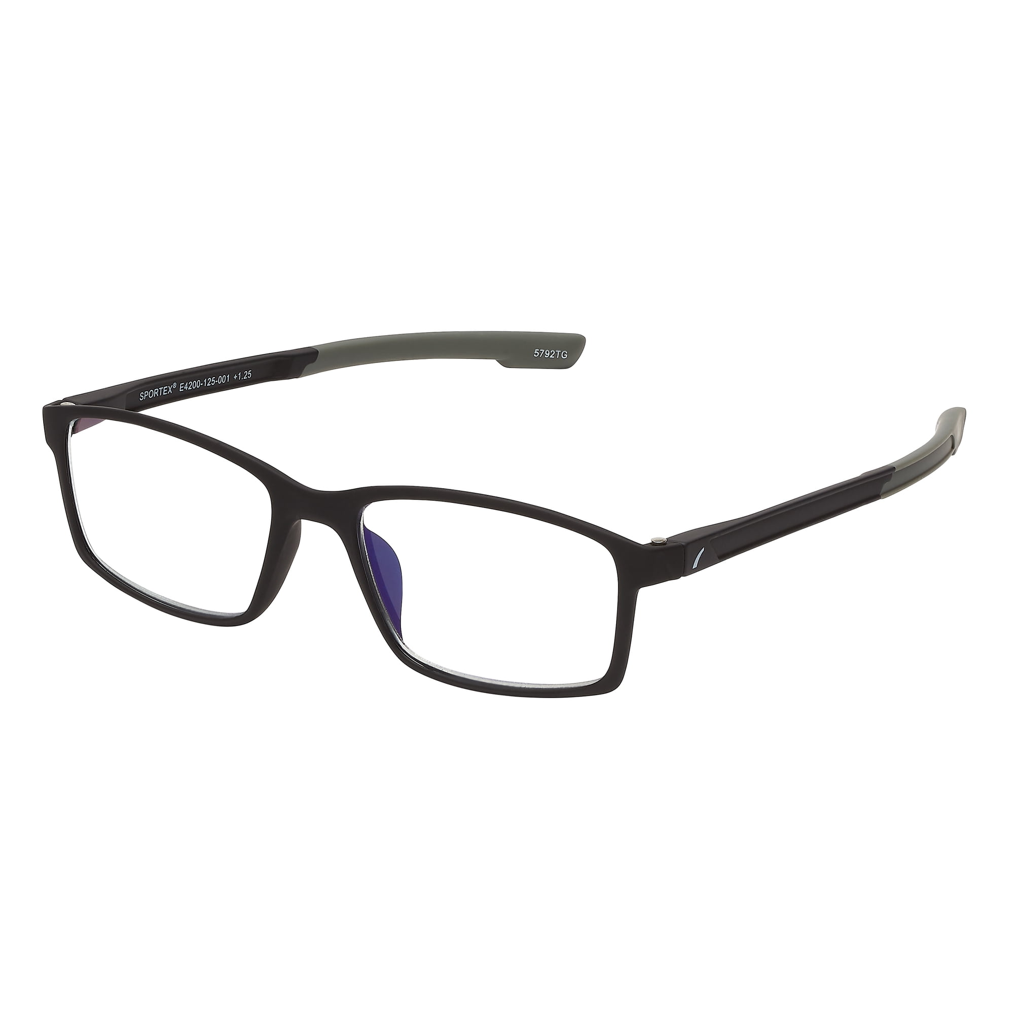 SAV Sportex Blue Light Protection Reading Glasses, Rectangle Full Rim Frame, 4200, +1.25, Gray