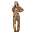 thumbnail image 3 of Footed Pajamas - Cheetah Spots Adult Hoodie Chenille One Piece - Adult - Large (Fits 6'0 - 6'4"), 3 of 4