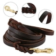 thumbnail image 5 of 9.8Ft Genuine Leather Dog Leash, Heavy Duty Dog Training Leashes for Large Breed Dogs and Medium Dogs, Black or Brown, 5 of 9