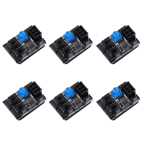 6X 3-Pin 4-Pin Fan Adapter PWM PC Case Cooling Fan Hub 8-Way Splitter 12V Speed Controller with 6-Pin Power Port