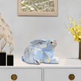 thumbnail image 3 of Rabbit Statue Resin Bunny Figurine Modern Art Colorful Scupture Easter Bunny Decor for Porch Office Decor Easter Gift Crafts Blue Lying, 3 of 7