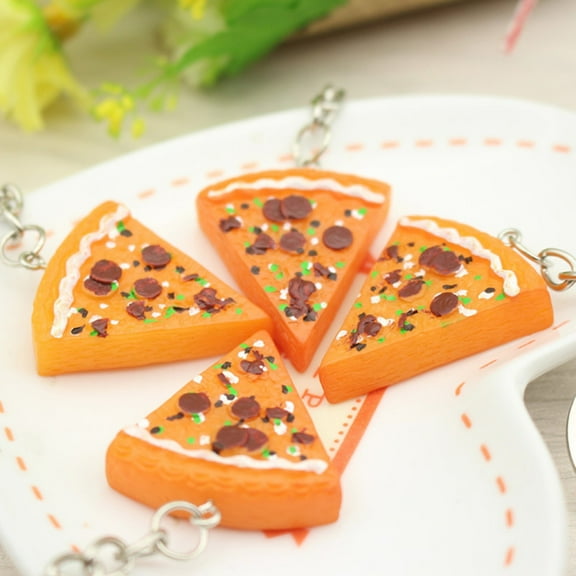 Naierhg Chic Imitation Pizza Pendant Keychain Key Ring Holder Hanging Bag Purse Decor