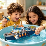 482PCS Arctic Icebreaker Ship Building Blocks Set with Helicopter, Boat & Polar Bear, Ocean Adventure STEM Construction Toy for Kids Boys Ages 6-12
