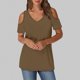thumbnail image 2 of Chaqueta deportiva,Blusa de mujer con escote en V y hombros descubiertos, manga corta, imitación de tela, estilo casual para el hogar, sopatenor, 2 of 9