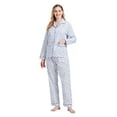 thumbnail image 2 of GLOBAL Conjunto de Pijamas de Franela para Mujer, Pijamas 100% Algodón para Mujer, Ropa de Estar por Casa, Manga Larga, Botón, Cordón en la Cintura, Ropa de Dormir Cálida, Flor Azul M, 2 of 7
