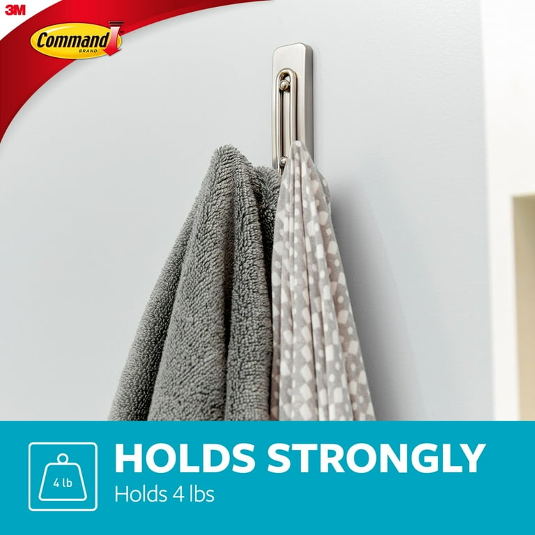 Command Bath Large Satin Nickel Double Hooks 2pk Walmart