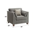 thumbnail image 2 of Light Gray Linen - Buttonless Tufted & Nailhead Trim - Living Room Use - Comfortable Seating with 3 Pillows, 2 of 3