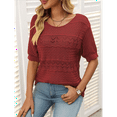 thumbnail image 5 of Womens Summer Tops Short Sleeve Crew Neck Knit Sweaters Red M, 5 of 7