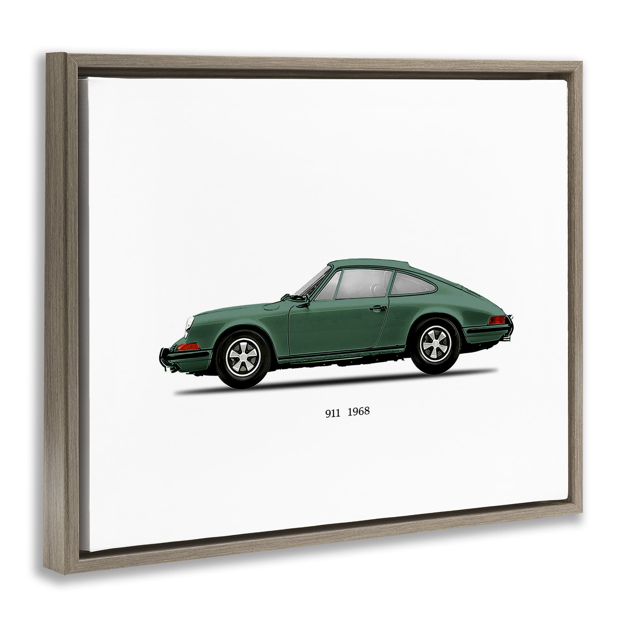Stupell Industries Green Vintage Car Model Brown Framed Floater Canvas Wall Art, design by Mark Rogan