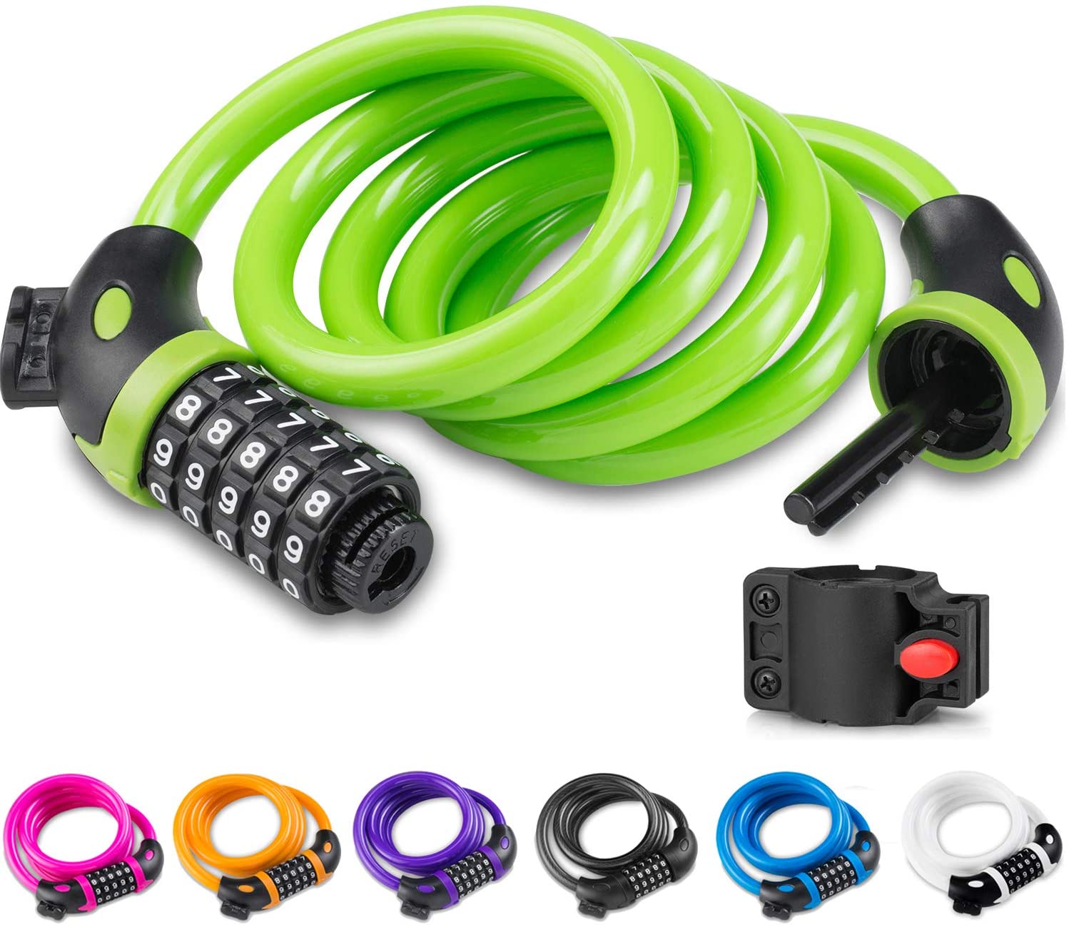 Bicycle Lock With 5Digit Code, 1.2m Long, Combination Lock Wheel With