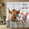 thumbnail image 2 of Farm Shower Curtain,Highland Cow Shower Curtains for Bathroom Rustic Chicken Pig Animal Farmhouse Bathroom Decor Design Waterproof Fabric Bath Accessories with Hooks 70X70in, 2 of 3