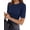 Navy Blue, variant on Half Sleeve T Shirts for Women Summer Trendy Crewneck Tops Spring Casual Slim Fitted Basic Tees