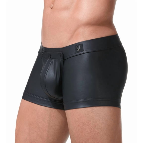 Men's Gregg Homme 152615 Crave Faux Leather Boxer with Detachable Pouch (Black L)
