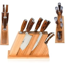 TUO Knife Set 8pcs, Japanese Kitchen Chef Knives Set with Wooden Block, including Honing Steel and Shears, Forged German HC Steel with comfortable Pakkawood Handle, Fiery Series Come with Gift Box
