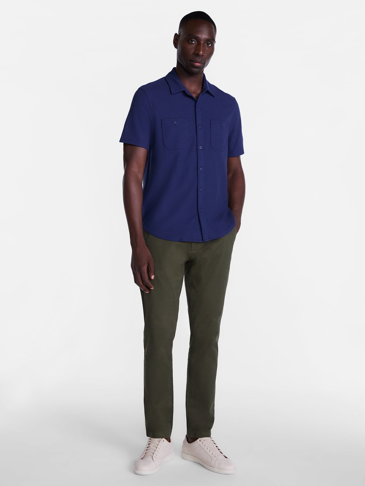 George Men's Waffle Knit Shirt with Short Sleeves, Sizes S-5XB