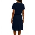 thumbnail image 5 of Women's Casual Short Sleeve T Shirt Dress Drawstring Elastic Waist Knee Length Crew Neck Straight Fit Jersey Dress with Pockets Lightweight Athletic Sporty Sun Dress, 5 of 6