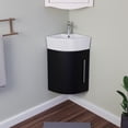 thumbnail image 2 of Myrtle Corner Wall Mount Bathroom Vanity Sink Dark Oak Cabinet Sink White Grade A Vitreous China 16.5" W w/Chrome Faucet Drain and Overflow Renovators Supply, 2 of 8