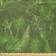 thumbnail image 2 of Ambesonne Jungle Foliage Fabric by the Yard Microfiber, Palm Trees Leaves, 1 Yard, Taupe and Lime Green, 2 of 2