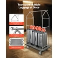 thumbnail image 2 of VEVOR Hotel Luggage Cart, 800 LBS Load Capacity, Brushed Stainless Steel Finish Bellman's Cart, Valet Cart with Grey Carpeted Deck and 6-inch Rubber Wheels, Ideal for Hotels, Condos, Resorts, Silver, 2 of 9