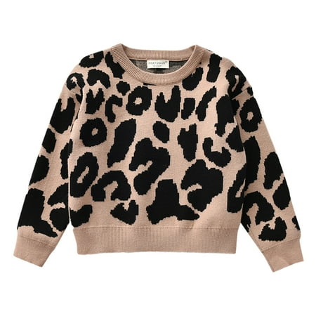 

LBECLEY Girls Hooded Pullover Sweatshirt Kids Toddler Baby Girls Boys Autumn Winter Leopard Print Cotton Long Sleeve Knit Sweater Tops Clothes Toddler Bloomers Black 120