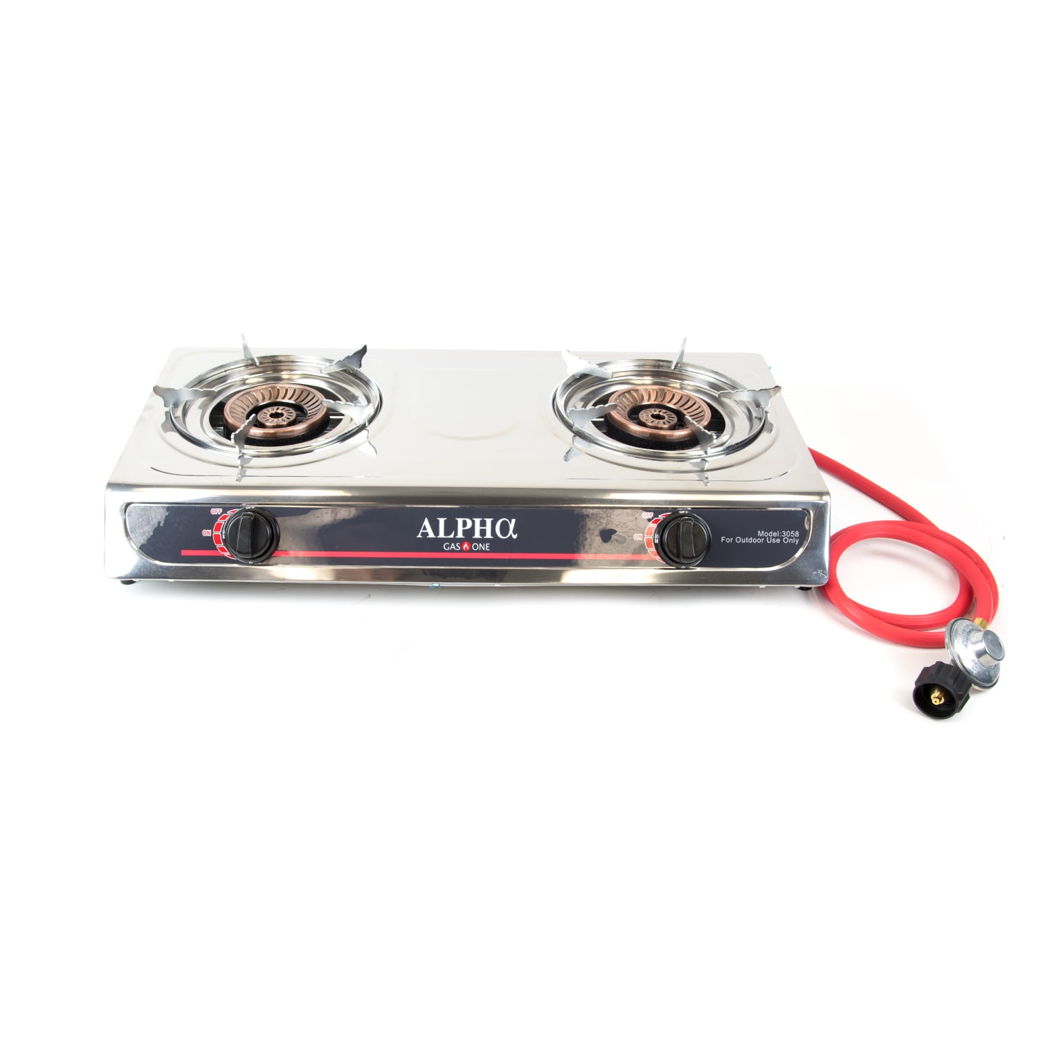 Deluxe Portable Propane Gas Stove Double Head Burner and Regulator Hose
