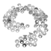 GOOHOCHY Round Replacement Ornament Hangers Caps 100Pcs Silver Plastic