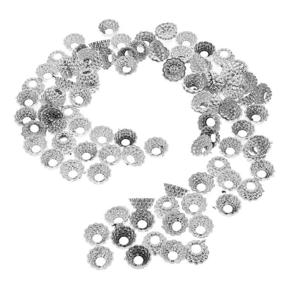 GOOHOCHY Round Replacement Ornament Hangers Caps 100Pcs Silver Plastic